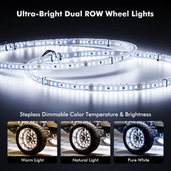 Ehaho Super Bright Double Row Pure White Wheel Lights