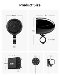 Ehaho 4" Motorcycle Speakers | 600W Bluetooth 6.0 | External Class-D amplifier