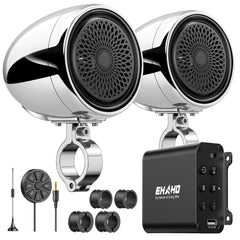 Ehaho 4" Motorcycle Speakers | 600W Bluetooth 6.0 | External Class-D amplifier