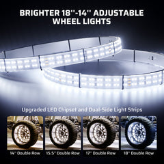 Ehaho 14"-18" Super Bright Double Row Pure White Wheel Lights
