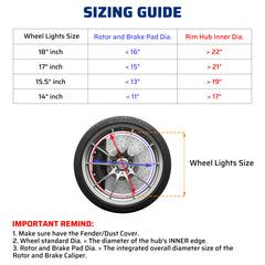 Ehaho 14"-18" Super Bright Double Row Pure White Wheel Lights