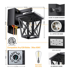 Ehaho EH-BD03 Porch Lights with GFCI Outlet