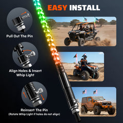 Ehaho Whip Lights with Spring Base | Insert Pin