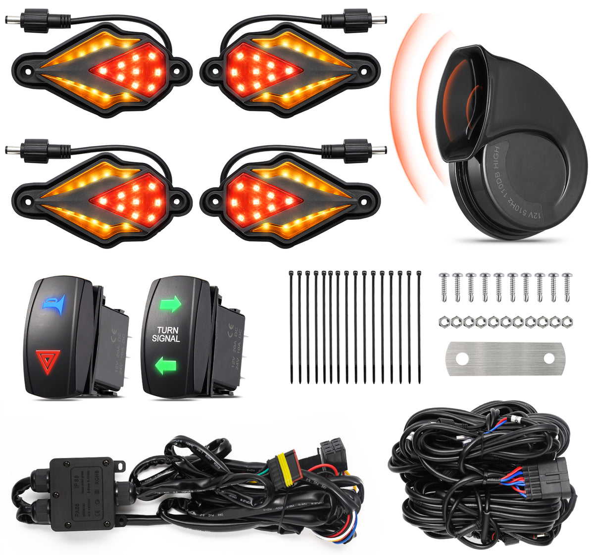 Ehaho 2-in-1 UTV Turn Signal Kit with 110D Horn