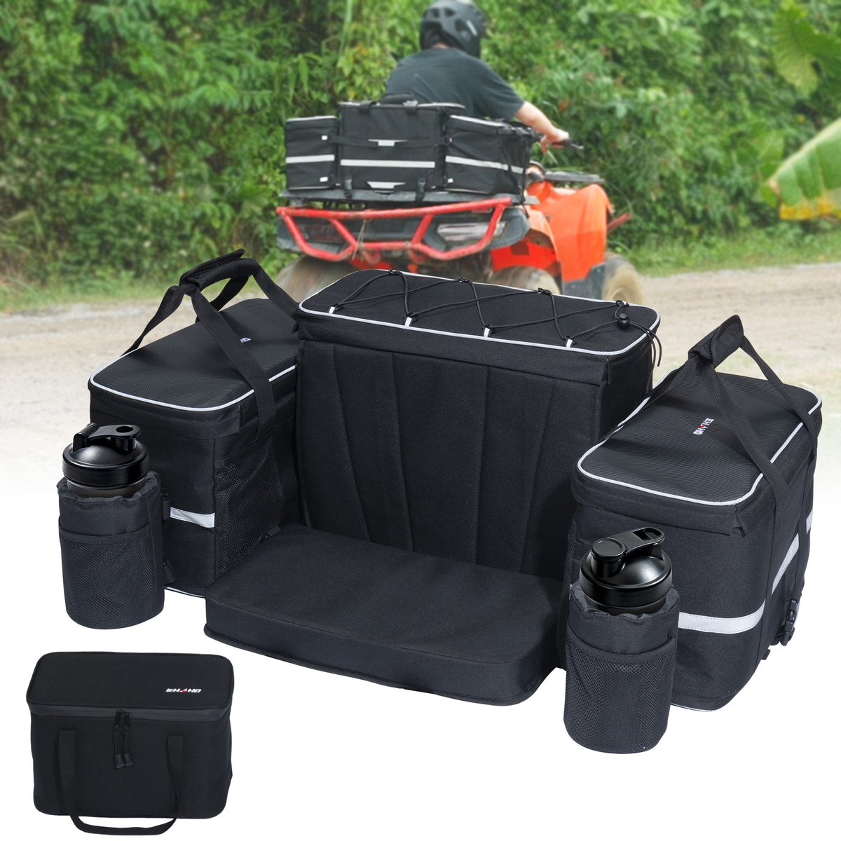 Ehaho ATV Rear Seat Storage Bags with Cooler Bag
