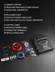 Ehaho 10" 1600W Slim Under Seat Car Subwoofer with Amp